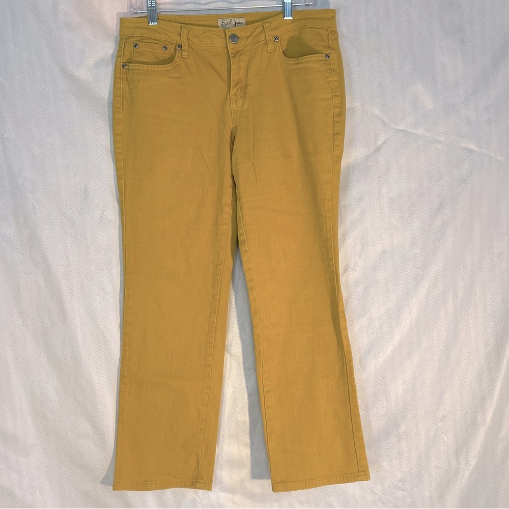 Earl Jean Jeans Mustard Yellow 5 Pocket Zipper Classic Fit Embroidered 10 P 👍